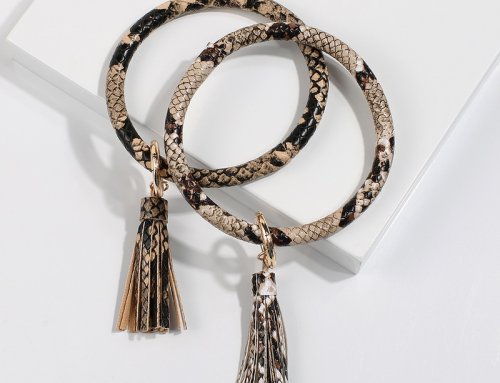 keychain bracelet for women snakeskin leather