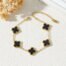 Double-sided black resin clover charm bracelet with 18K gold plated stainless steel chain